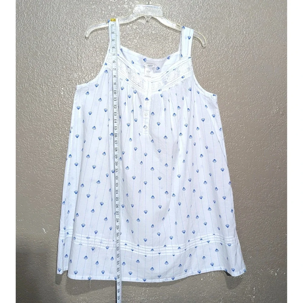 Croft & Barrow Intimates Womens 100% Cotton Shells Lace Trim Nightgown SZ 1X